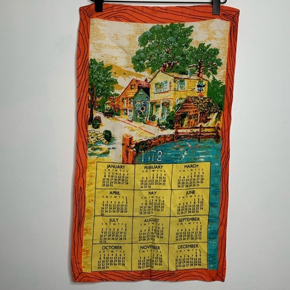 Vintage 1978 Linen Calendar Kitchen Tea Towel - Picture 1 of 5